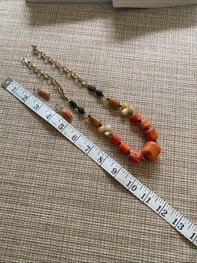 Studio Barse Orange and Gold Beaded Necklace with Matching Orange Drop Earrings